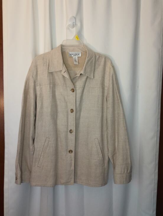 Jones Wear Jackets & Blazers - Vtg Jones Wear Womens Linen Chore Jacket XL Beige Minimalist Lagom Coastal